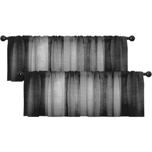 Emvency 2 Pack Valances Window Treatments, Black and Grey Striped Abstract Blackout Drapes Adjustable Curtain for Windows Living Room Kitchen Over Sink, 12x52 Inch Rod Pocket Valances (Sunflower)