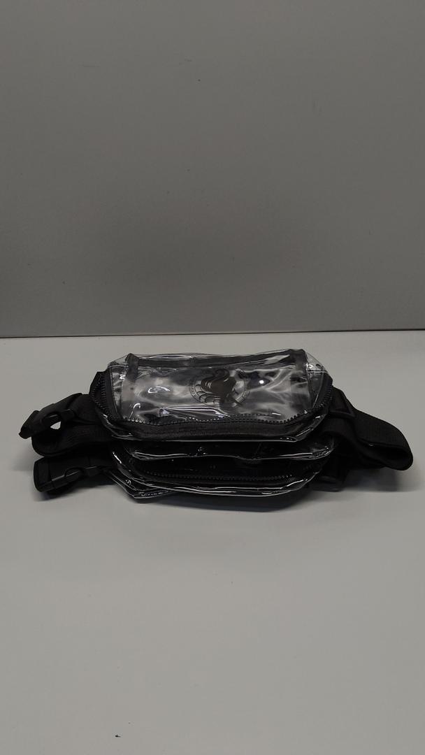 4 anywhere belt bag, clear, black straps