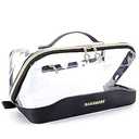 BAGSMART Makeup Bag Cosmetic Bag, Clear Travel Makeup Bag, Water-resistent Makeup Bags for Women Doram Room Essentials Portable Pouch Open Flat Make Up Organizer Bag for Toiletries, Brushes Black 