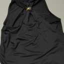 Milumia Women's Metal Mock Neck Ruched Tank Top Sleeveless Slim Fit Going Out Tops (Medium, Black)