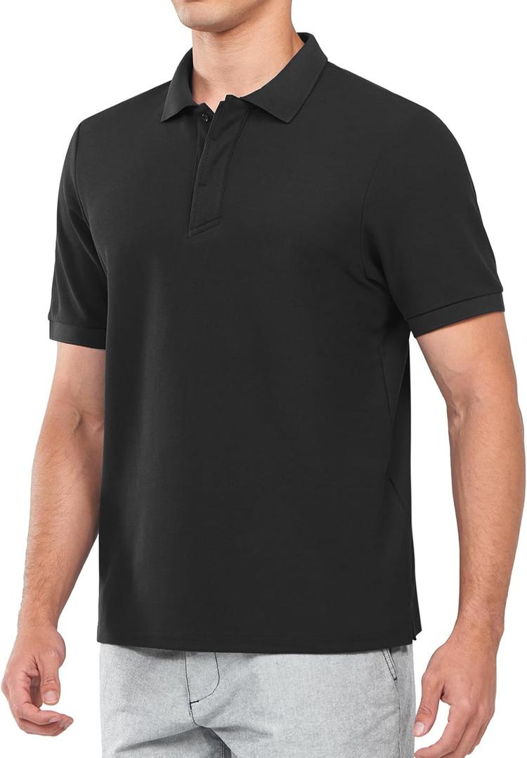 NORTHYARD Men's Cotton Polo Shirts Short Sleeve Knitted Golf Shirt Casual Classic Polos T-Shirt (X-Large, Black)