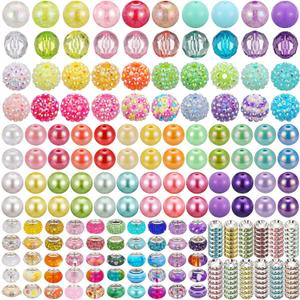 Huquary 270 Pcs Beads for Pens Rhinestone Bubblegum Beads Mixed Crystal Resin Sugar Chunky for Beadable Keychains DIY Craft Jewelry Making Supplies (Candy Colors)