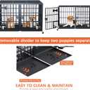 aboxoo 42/48 inch Heavy Duty Metal Dog Crate for 2 Dogs/Large Dog,All Metal Open Top Stackable,Dog Kennel Indoor with Wheels,Floor Grid, Tray, Divider and Feeding Bowl