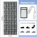 35Large Pockets Over The Door Shoe Organizer, Mesh Pockets Shoe Holder Rack, Capacity hanging shoe organizerdoor shoe rack With 4 Metal Hook. (66.9" X 27.1", Grey)