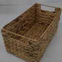 Vagusicc Wicker Storage Basket, Hand-Woven Storage Baskets for Organizing, Small Wicker Basket for Toilet Paper, Foldable Cube Organizer Bins for Shelves and Bathroom (Water Hyacinth)