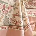 patdrea Designer Pink Linen Table Cloth for Sqaure Table,French Tablecloth with Birds Pattern,Small Colorful Decoration Cover for Kitchen Dining,Christmas,Party,Thanksgiving,55"x55"-Kulom a