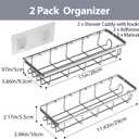 Shower Caddy Organizer with Hooks,Self Adhesive Bathroom Shelves,No Drilling Bathroom Organizers and Storage,Perfect for RV, Apartment, Home Decor,2 Pack Silvery