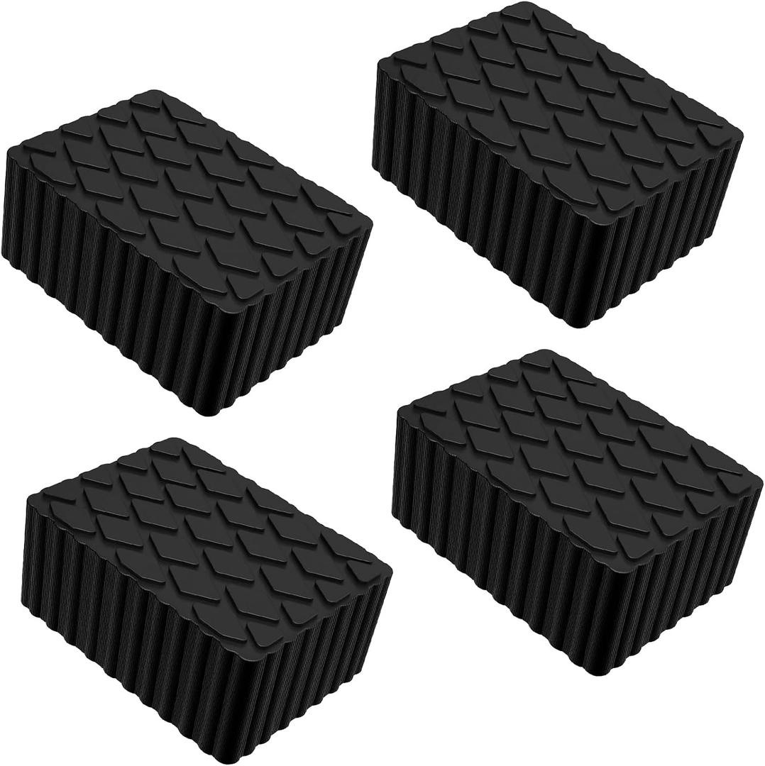 ATOLS 4 Pack Solid Rubber Auto Lift Pads – Anti-Skid Rubber Blocks for Car Lifts, Jacks & Racks, 6-1/3" x 4-3/4" x 3" – Heavy Duty Jack Stand Pads with 3000 lbs Capacity