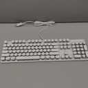 Typewriter Style Mechanical Gaming Keyboard RGB Backlit Wired with Blue Switch Retro Round Keycap 104 Keys Keyboard (White 104 Keys RGB)