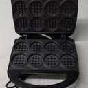 Mini Waffle Maker, Small Waffle Iron with Quick Heat-Up, Makes 8 x 2 Tiny Waffle Bites for Kids, Locking Buckle & Cool Touch Handle, Nonstick Plates, Perfect for Breakfast, Brunch, Desserts & Snacks (Black)