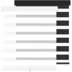 Cordless Zebra Blinds for Windows (30" W X 72" H, White) Free-Stop Zebra Roller Shades Dual Layer Light Filtering Privacy for Day and Night, Light Control for Home, Bedroom, Office