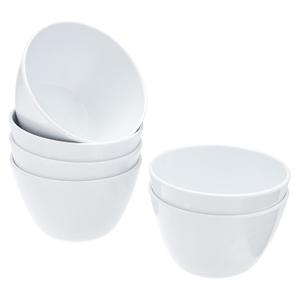 Amazon Basics Round Melamine Bowl, 8 oz, Dishwasher Safe, White, 6-Piece Set