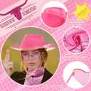 Newcotte 18 Pcs Western Cowboy Hat Set Include 6 Felt Cowgirl Hats 6 Paisley Bandanas 6 Pairs Heart Glasses for Party Costume