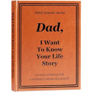 Dad I Want to Hear Your Life Story Journal, Leather Hardcover Book with 250+ Prompt Questions for Father to Share His Life and Memories, Dad Gifts for Birthday Father's Day Christmas from Daughter Son