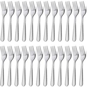 Unokit Stainless Steel Dinner Forks Silverware - 24 Pieces (7.1 Inch) Silver Dinner Forks Set of 24, Forks Set, Flatware Forks for Home, Kitchen or Restaurant, Mirror Polished, Dishwasher Safe