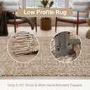 Collive Small Bathroom Rug, 2' x 3' Hand-Woven Low Profile Front Entryway Rug, Tan Cotton Reversible Washable Kitchen Mat Modern Farmhouse Carpet for Foyer Bedroom Back Door Decor