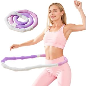 Weighted Spring Fitness Hoop, 4.4lb Soft Exercise Hoops for Adults Weight Loss, Foldable Hoops for Women Man, Waist Friendly Design, Portable Slimming Pilates Equipment for Home Workout