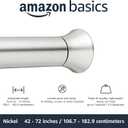Amazon Basics Easy Install Shower Curtain Tension Rod, Adjustable Length, 42-73 inches, Nickel