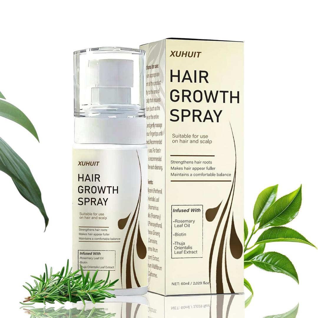 Hair Growth Spray - Scalp & Hair Care with Rosemary and Biotin, Nourishing & Strengthening Formula, Non-Greasy Frizz Control, Lightweight 60ml Bottle (1)