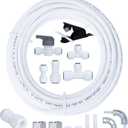 Refrigerator Water Line Kit Connection and 1/4 Compression Ice Maker Installation Kit,1/4" OD Tubing with Quick Connect for Fridge IceMaker Reverse Osmosis RO Systems Water Filters Faucet 25ft
