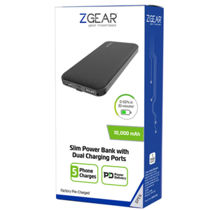 Zgear Slim Power Bank 10,000 mAh with DUAL Charging Ports