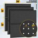 PBHEPJ 6 Pcs Metal Pegboard Panels, Heavy Duty Peg Boards for Garage and Garden Tool Storage, Includes Drywall Anchors and Screws Kits, Black