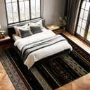 BESTSWEETIE 5x7 Area Rugs for Living Room Washable Moroccan Farmhouse Neutral Geometric Low Pile Non-Slip Soft Print Pattern Rug for Bedroom Kitchen Dining Room Entryway Black/Red/Brown/Cream/Yellow