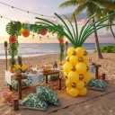 HOUSE OF PARTY Pineapple Balloons for Tropical Balloon Arch Kit 64 Pcs - 12,10,5 Inch Yellow, Gold and Green Summer Balloon Garland for Luau, Aloha, Hawaiian, Pool, Beach Party
