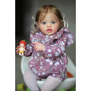 Angelbaby Real Looking Reborn Baby Girl Doll 24 Inch 60Cm Reborn Toddler Silicone Doll with Teeth Lifelike Newborn Babies Cute Life Size Child for Girl Boy Best Toy Gifts (Purple)