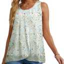 IWOLLENCE Womens Summer Tank Tops Sleeveless Chiffon Double Layers Blouse Loose Round Neck Casual Shirts (XL)