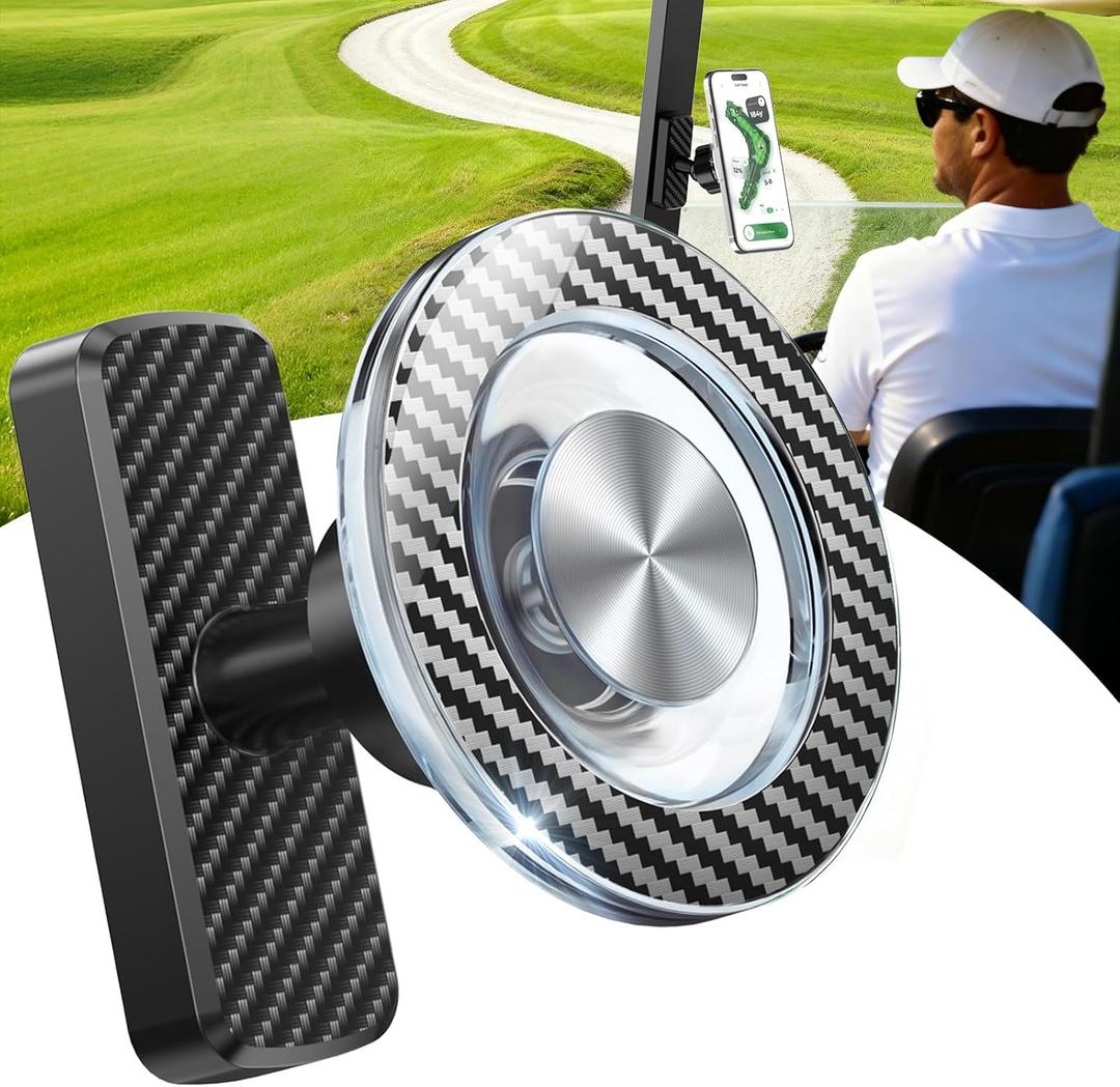 Golf Gifts for Men Dad Him Unique, Magnetic Golf Cart Phone Holder Mount for Golf Cart, 360 Rotation Golf Accessories for Men Golfers, Mens Gifts for Birthday Valentines Day, Husband Gifts from Wife (Carbon Fiber)