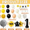 One Happy Dude 1st Birthday Party Decorations Party Supplies First Birthday Party Decoration for Boy Black and Yellow Theme Backdrop Balloon High Chair Banner Balloon Boxes Crown Poster (Selection-D)