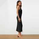 Women's Sleeveless Spaghetti Straps Scoop Neck Floral Lace Bodycon Midi Fishtail Dress Evening Party Dress Backless (Black, L)