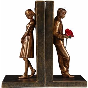 Elegant Artistic Book Ends for Heavy Books |Book Ends for Shelves |Bookend Creative Book Stands with Sculptural Details | Ideal for Living Room, Bedroom, Office & Hotel Decor | Set of 2 (Golden)
