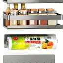 4 Pack Metal Magnetic Shelf Includes Magnetic Spice Rack for Refrigerator, Magnetic Paper Towel Holder, Magnetic Hooks, Refrigerator Side Rack Space-saving Design, Small Space Organization