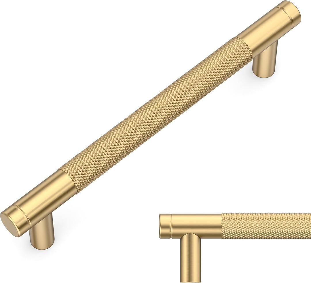 Amerdeco 10 Pack Champagne Bronze Cabinet Pulls 5 Inch(128mm) Hole Center Drawer Pulls Cabinet Hardware Kitchen Cabinet Handles for Bathroom ZH0031