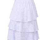 V-Neck Four Tier Layered Midi Dress (Blue, L)