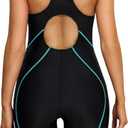 ATTRACO Athletic One Piece Swimsuits for Women Boyleg Swimwear Racerback Bathing Suits (Black, S)