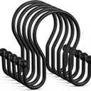 Goowin Shower Curtain Hooks, 12 Pcs Shower Curtain Rings, Stainless Steel Shower Curtain Hangers, Black Shower Curtain Hooks Rings Rust Proof, Minimalist Shower Hooks for Shower Curtain, Black