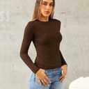 Abardsion Women's Long Sleeve Shirts Spring 2025 Casual Basic Going Out Crop Tops Slim Fit Tight Y2K Clothes (L)