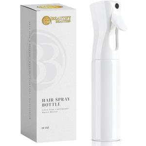 BeautifyBeauties Spray Bottle For Hair Continuous Mister Spray Bottle for Hairstyling (White, 10.1 Ounces)