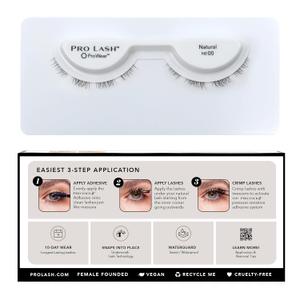Pro Lash ProWear Professionally Styled Lash Clusters - Easiest to Apply Eyelash Cluster - 10 Day Eyelashes - Waterproof Lashes Clusters - Single Set - Natural No. 00 - Black
