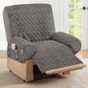 Collections Etc Diamond-Shape Quilted Stretch Recliner Cover with Storage Pockets and Elastic Straps - Furniture Protector, 84"D x 86.5"W x 1"H