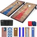 GoSports 4 x 2 ft Rustic Design Cornhole Game Set - Includes Two 4 x 2 ft Boards, 8 Bean Bags, and Carry Case