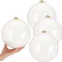 Zubebe 4 Pcs Extra Large Christmas Ball Ornaments 8'' (200 Mm) Giant Oversized Plastic Xmas Ball Big Hanging Christmas Tree Ornaments for Holiday Party Outdoor Decor(White)