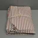 JELLYMONI 100% Natural Cotton 3pcs Striped Duvet Cover Sets, White Duvet Cover with Pink Stripes Pattern Printed Comforter Cover, with Zipper Closure & Corner Ties(Queen Size)