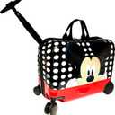Fast Forward Ride-On 18"" Suitcase For Kids/Tow-Along Toddler Carry-On Luggage With Wheels (Mickey Mouse), Large