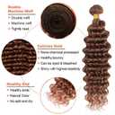 Light Brown Bundles Human Hair Color #30 Deep Wave Bundle 12 14 16 Inch Unprocessed Virgin Hair 3 Bundles Brown Deep Wave Bundle Hair Weave