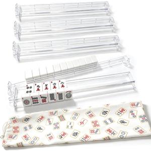 Clear Mahjong Racks with Pushers, 18.7" Acrylic Mahjong Racks Set of 4, Standard