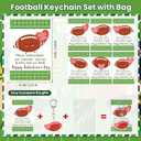 2 x 24 Sets Sport Valentines Gifts Bulk Basketball Soccer Baseball Volleyball Football Valentines Exchange Cards and Keychains (Football)